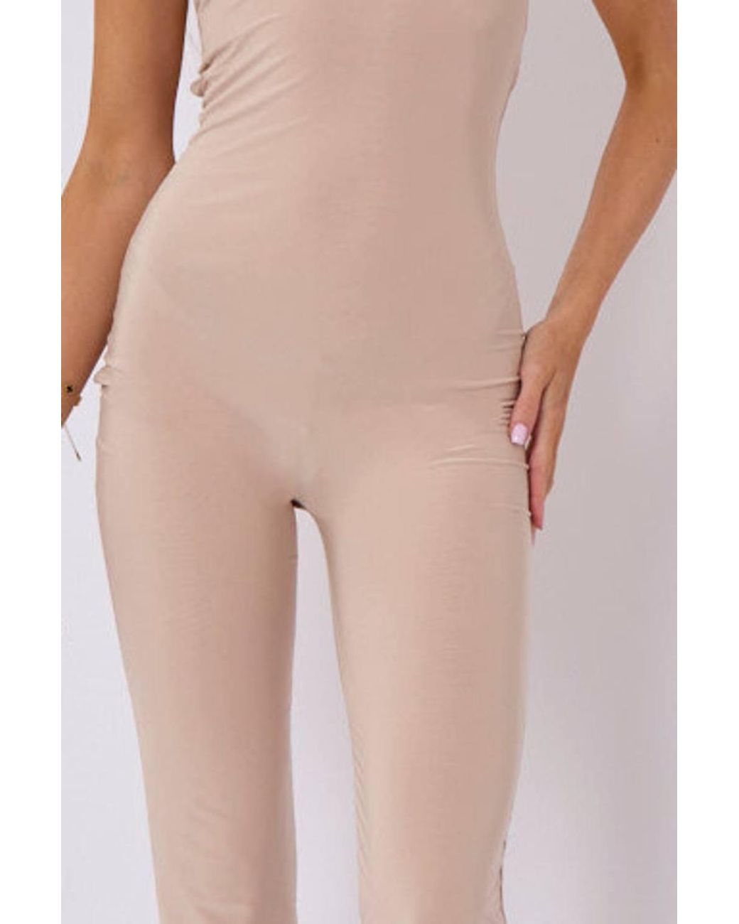 Stylewise Natural Open Back Slinky Jumpsuit