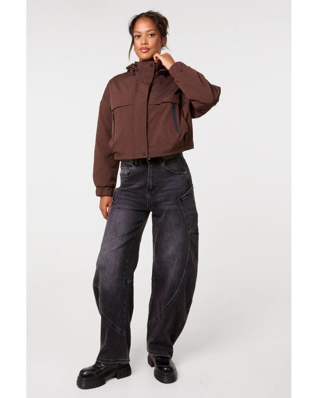 Pink Vanilla Brown Hooded Padded Sports Jacket