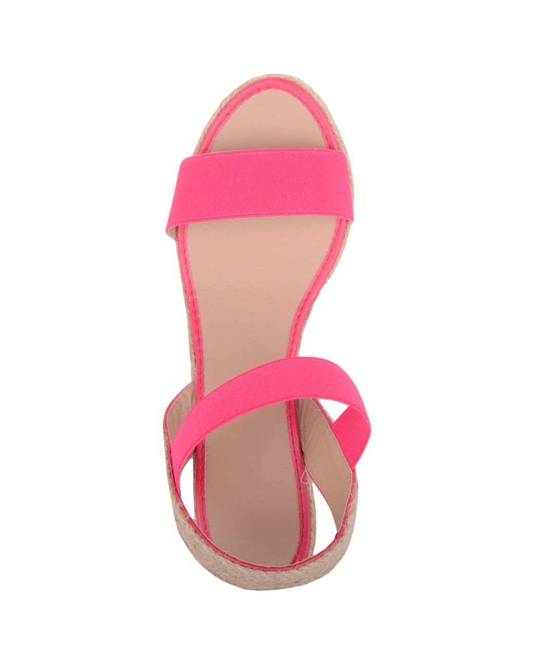 Absolute Footwear Pink Wedged Elasticated Strap Woven Contrast Colour Sandals