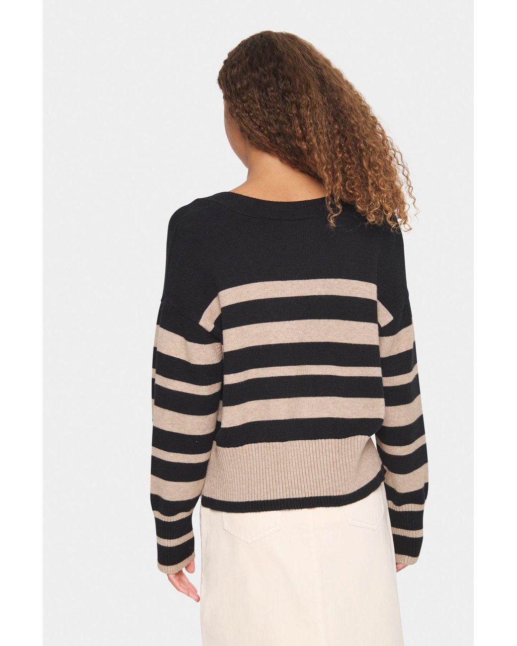 Saint Tropez Black Inettesz V-Neck Buttons Cropped Cardigan