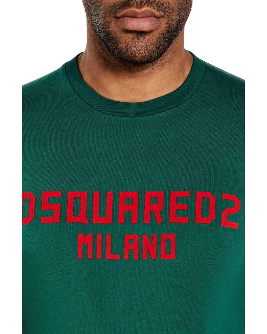 DSquared² Green Milano Short Sleeve Round T-Shirt for men