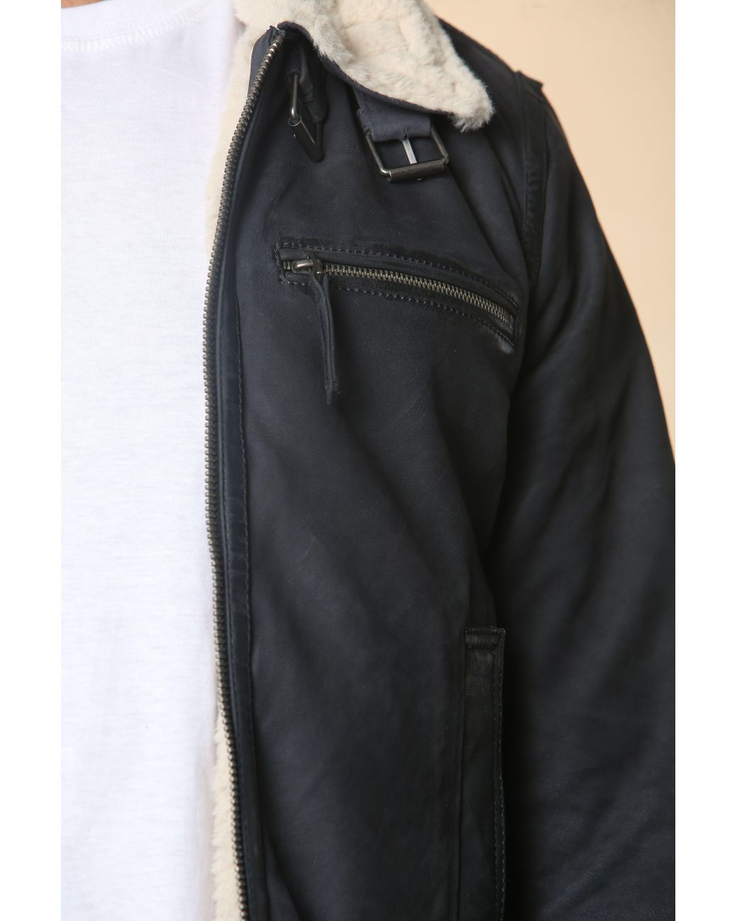 TruClothing Gray Suede Pilot Aviator Leather Jacket for men