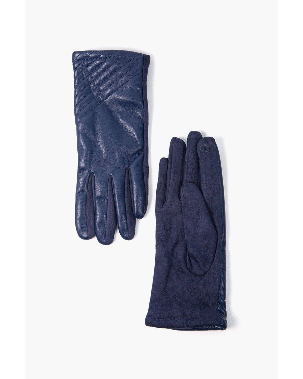 SARTA Blue Diagonal Stitch Touch Screen Gloves