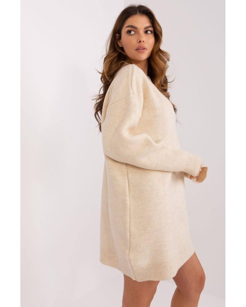 Love Lace Natural Acrylic Long Sleeve Mini Day Dress