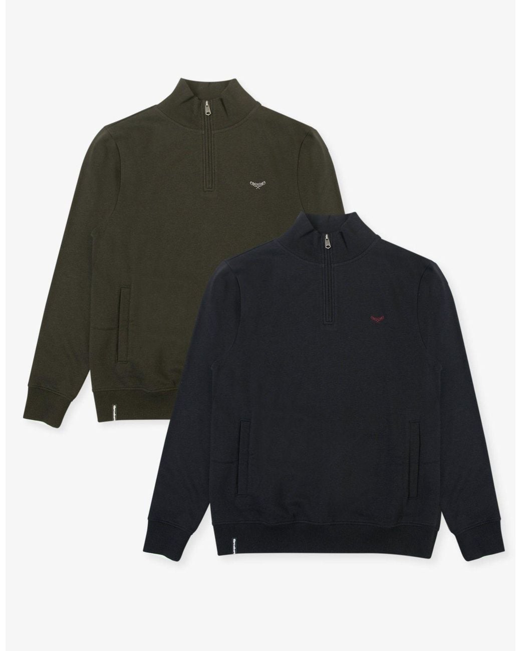 Threadbare Black 2 Pack Quarter Zip Sweatshirts for men