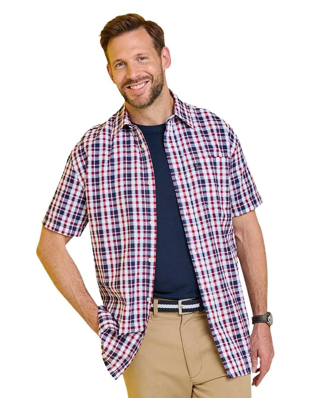 Chums Blue Short Sleeve Seersucker Shirt Champion Croyde for men