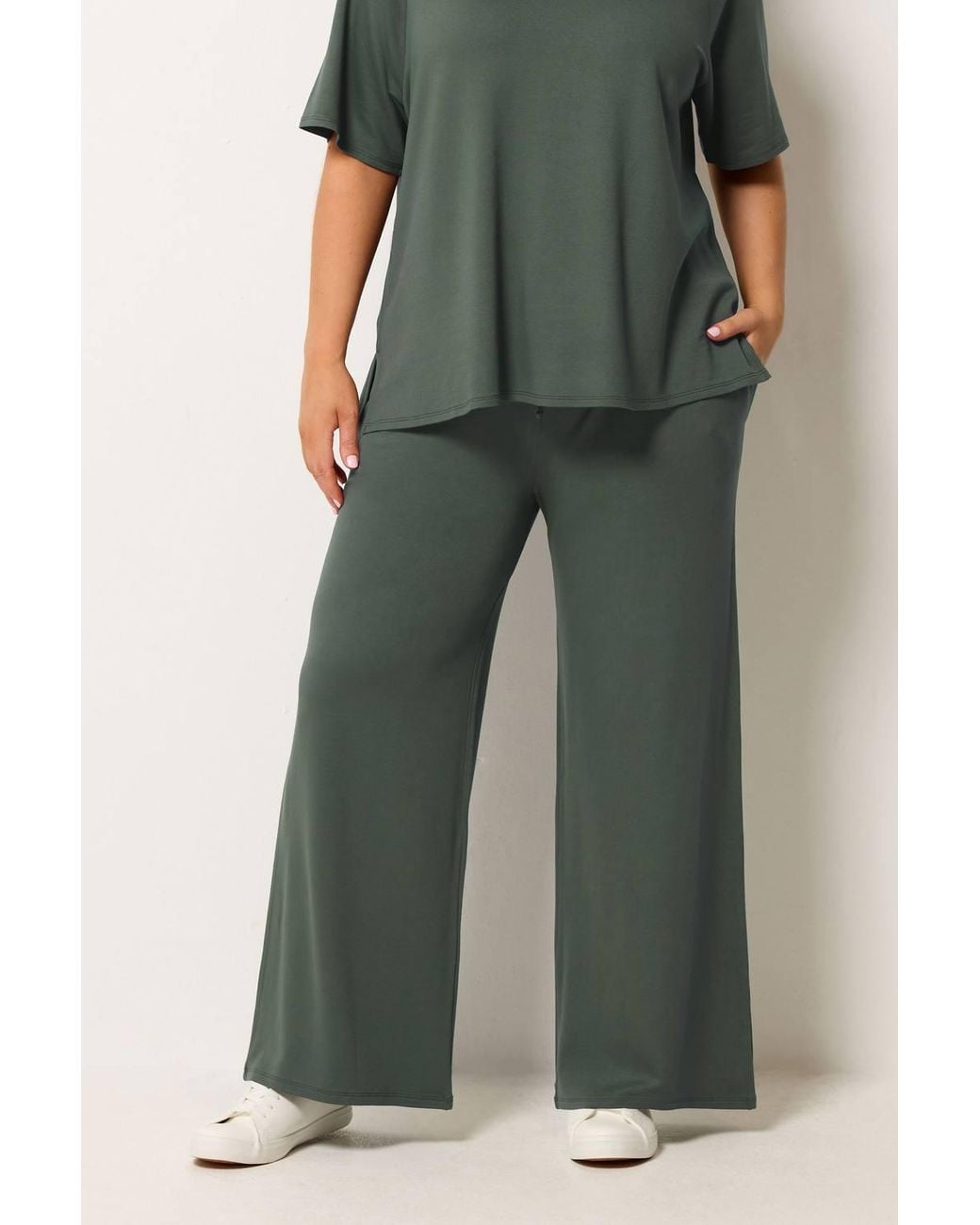 Yours Green Soft Touch Wide Leg Joggers