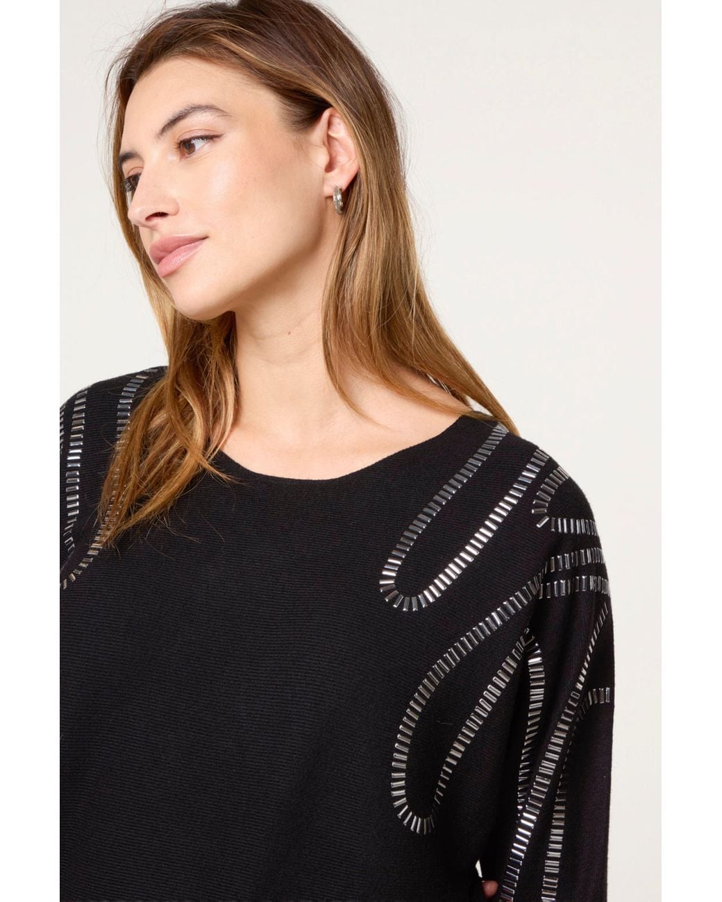 Blue Vanilla Black Long Sleeve Round Neck Jumper
