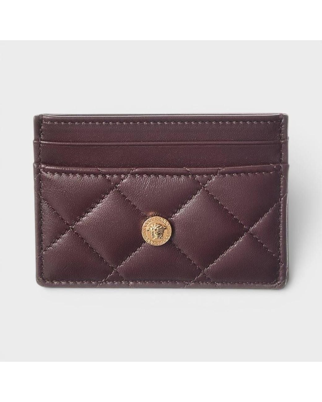 Versace Purple Logo Quilted Card Holder for men