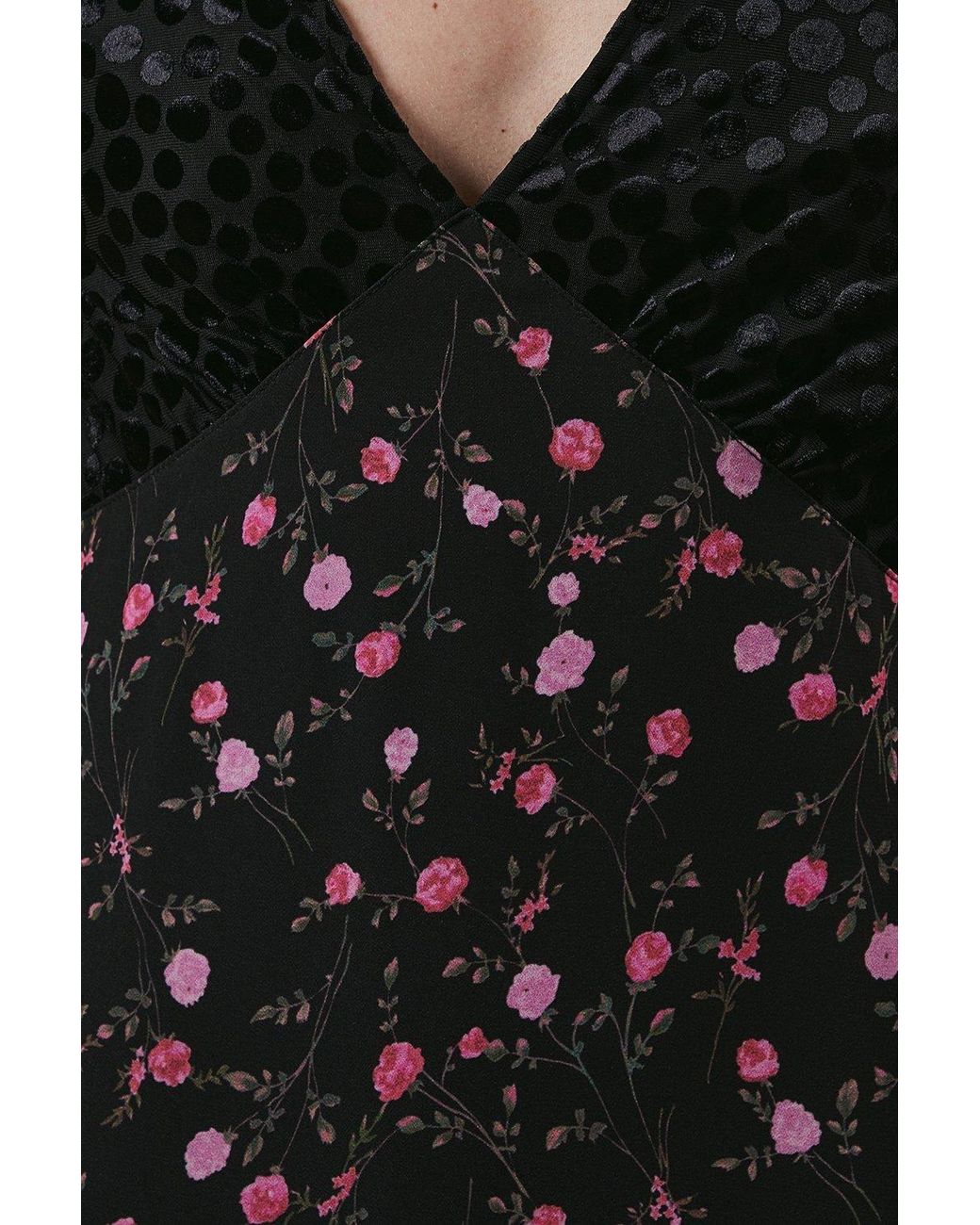 Oasis Natural Occasion Floral Spot Bodice Midi Dress
