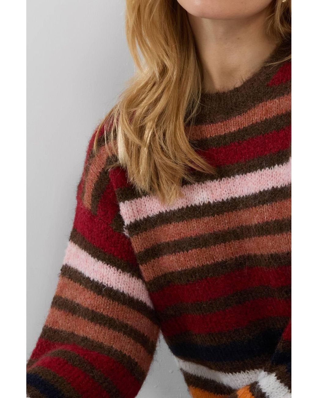 Joe Browns Blue Autumn Days Fluffy Striped Jumper