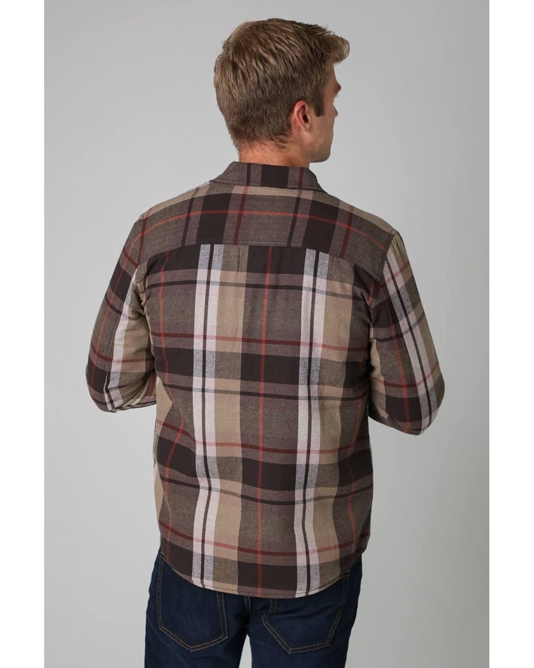Tokyo Laundry Gray Checked Padded Shirt With Sherpa Lining for men