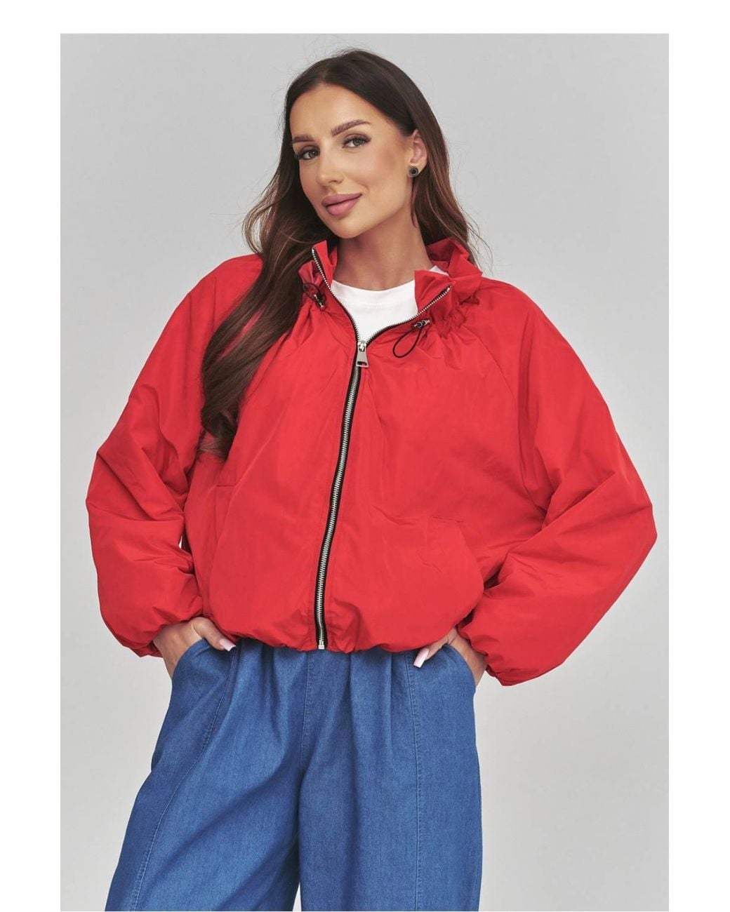 Love Lace Red Everyday Lightweight Jacket With Pockets