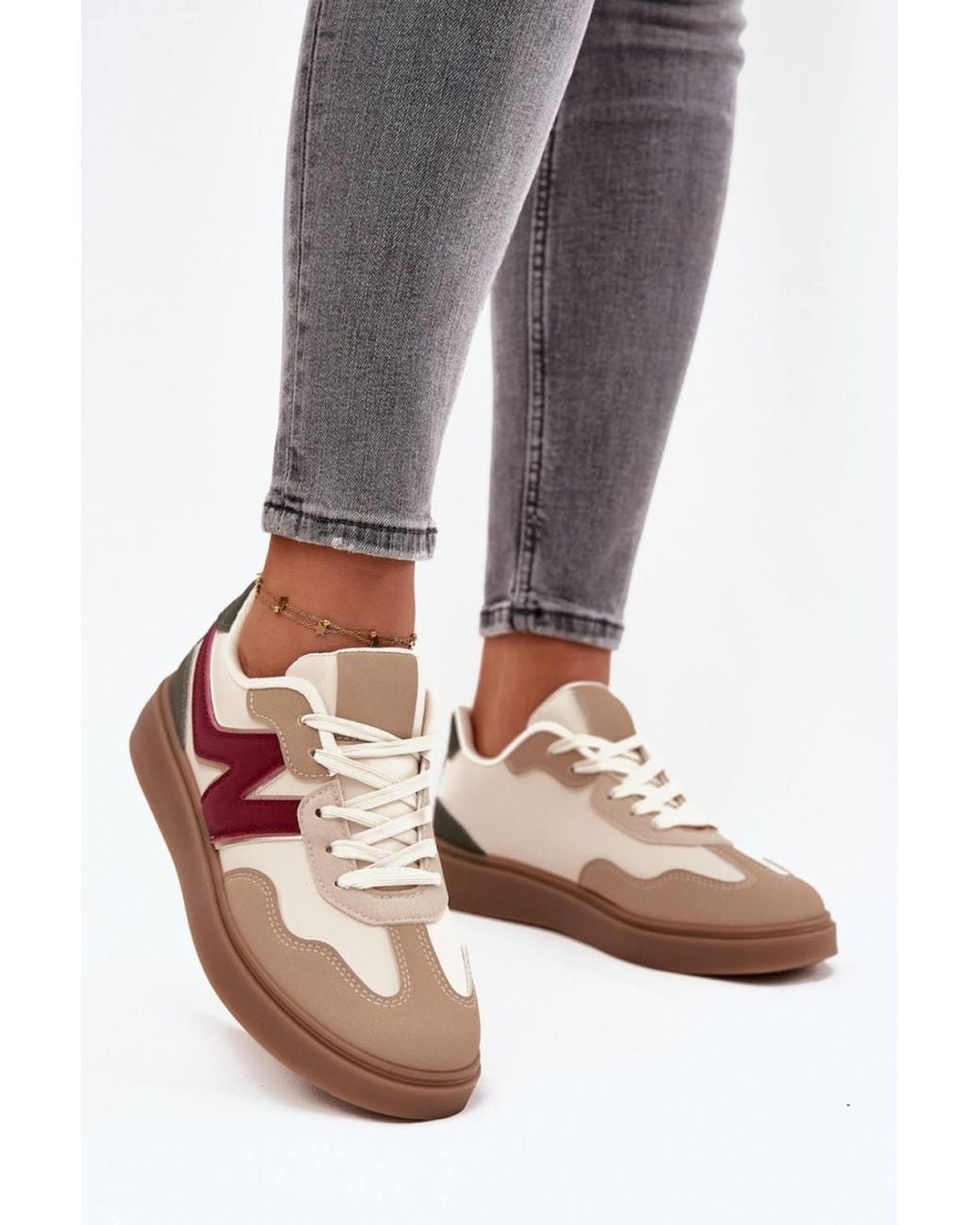 Love Lace Natural Classic Sneakers With Cushioned Removable Insole