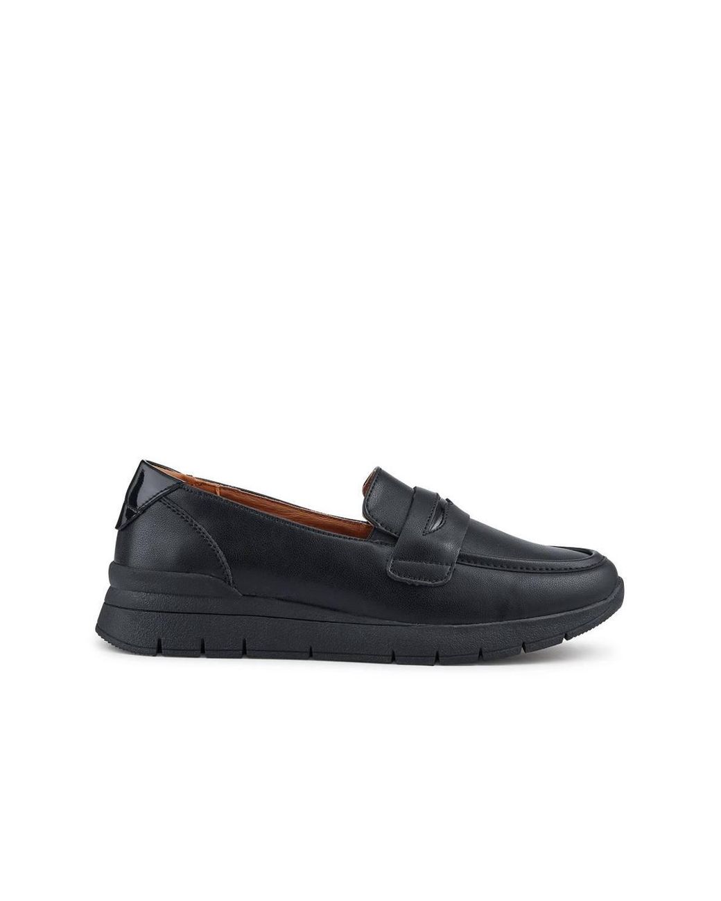 Pavers Black Heeled Leather Penny Loafers