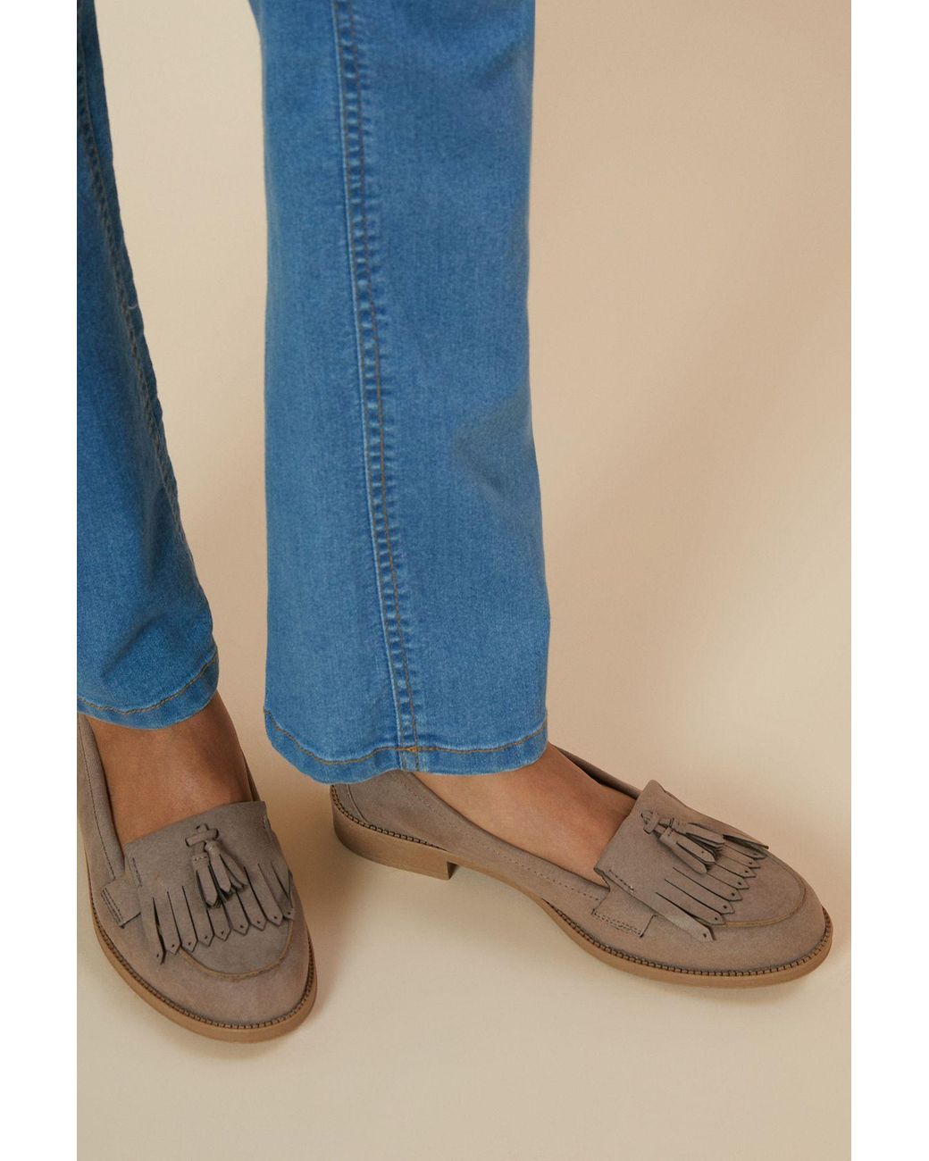 Dorothy Perkins Blue Wide Fit Leigh Fringe Loafers