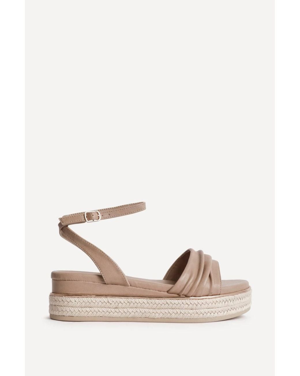 Linzi Natural Dazed Mocha Faux Leather Flatform Sandals