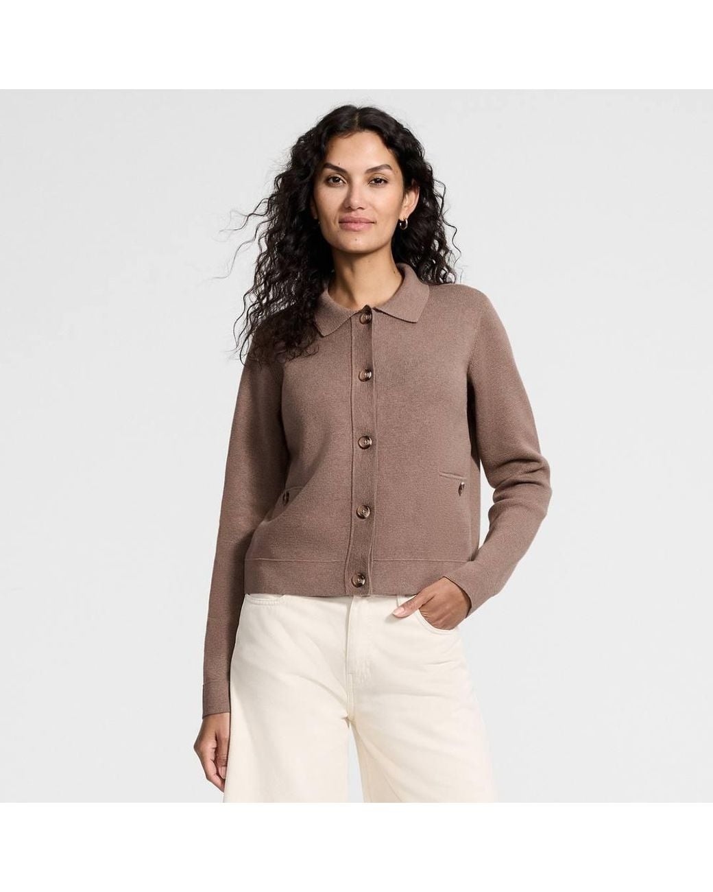 Lands' End Green Cropped Knit Blazer