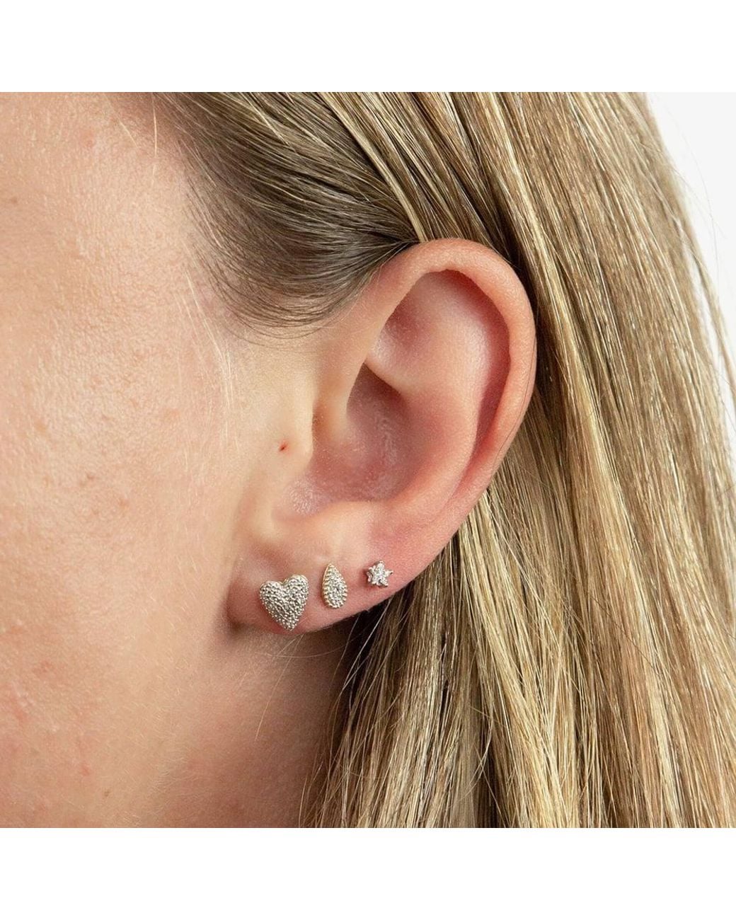 T.H.Baker White 9Ct Diamond Star Stud Earrings Ge2353