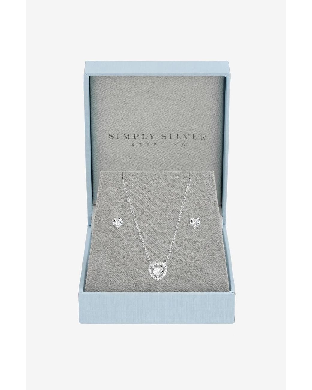 Simply Silver Gray Sterling Plated Halo Heart Set