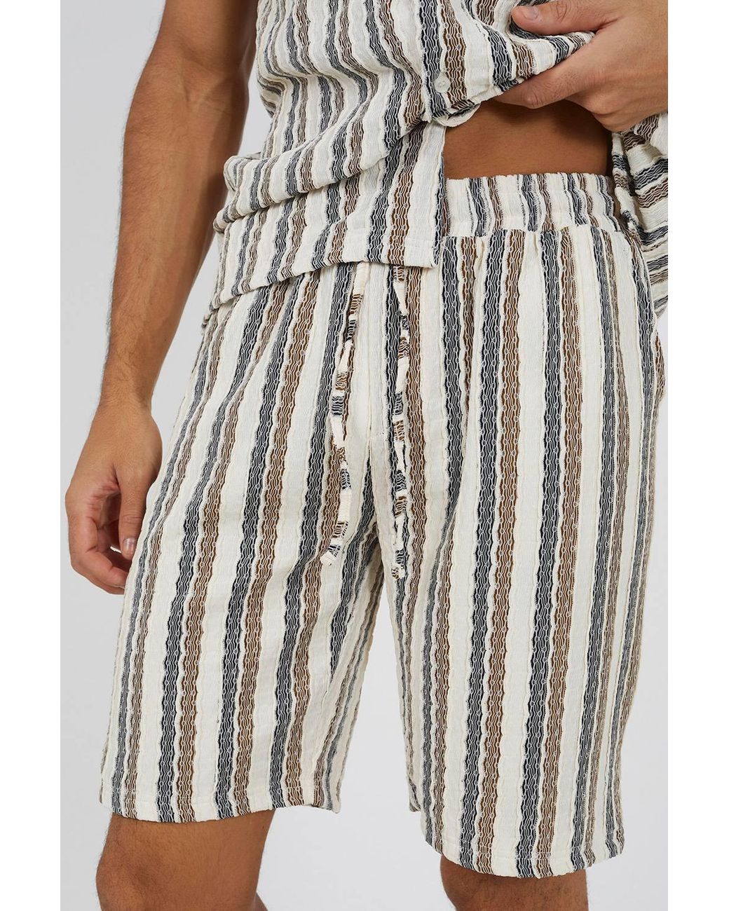 Brave Soul White Striped Shorts for men
