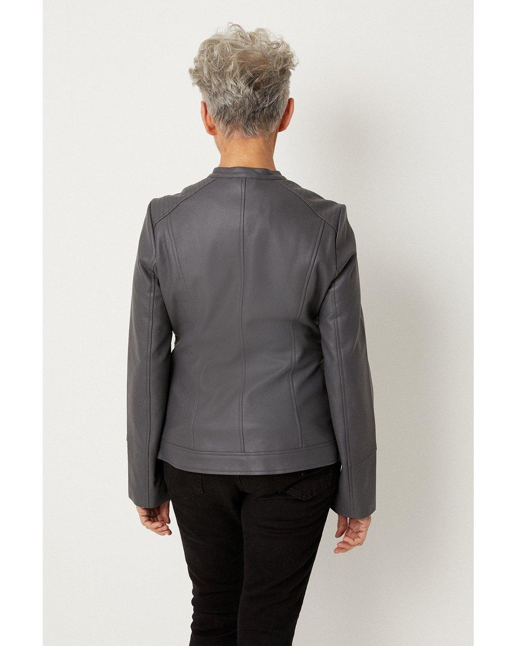 Wallis grey shop leather jacket