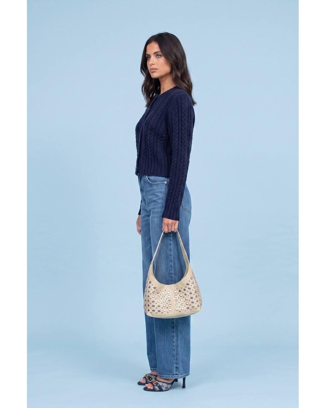 Urban Bliss Blue Wool Blend Cabled Cardigan