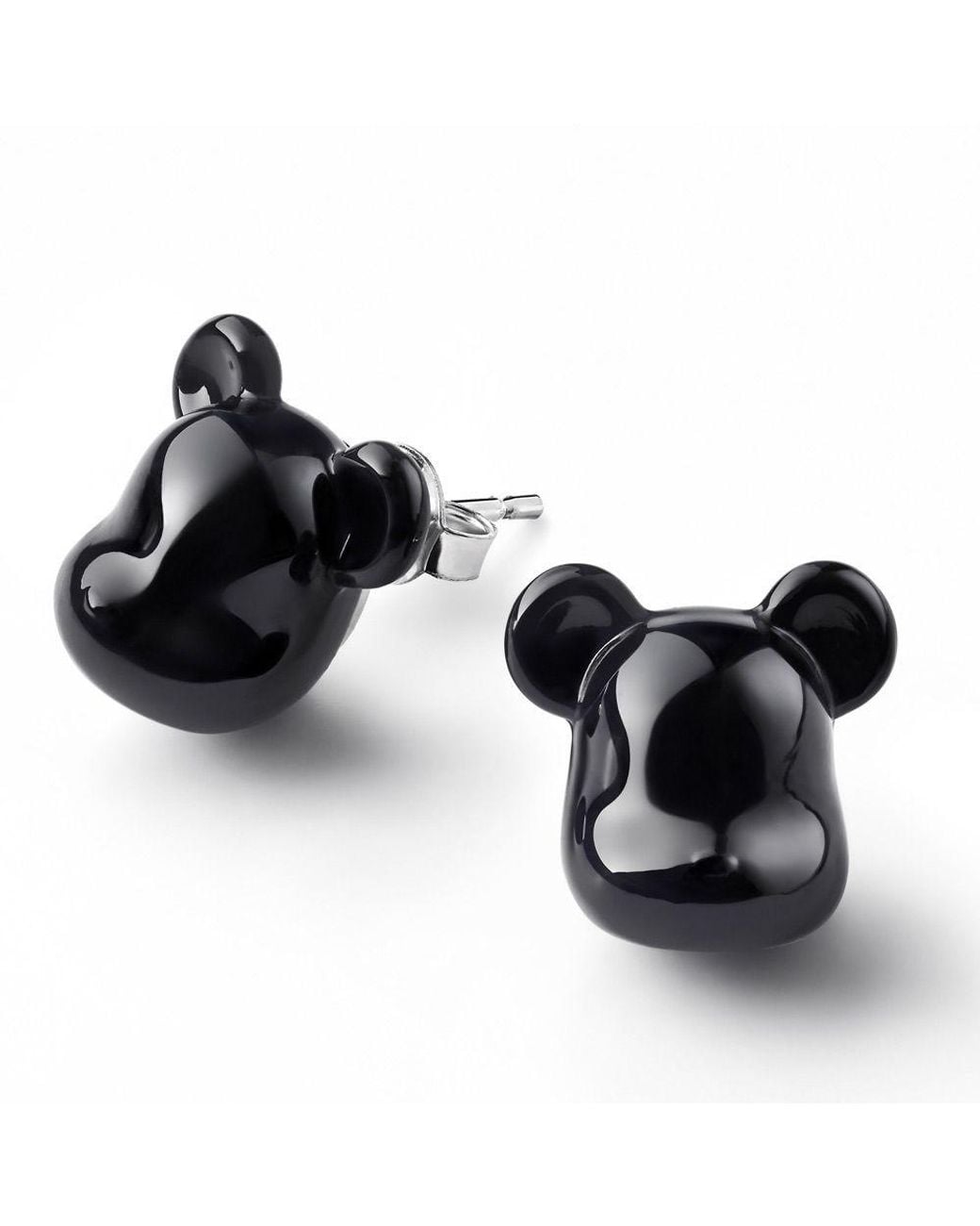 Baccarat Black Bearbrick Stud Earrings, & Crystal, Pair 2814123