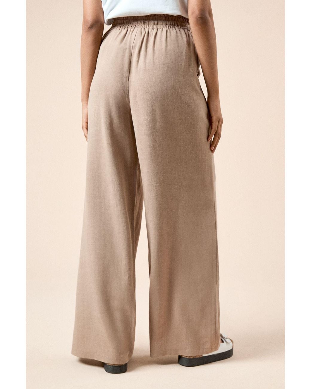 Dorothy Perkins Natural Petite Tie Waist Woven Trouser