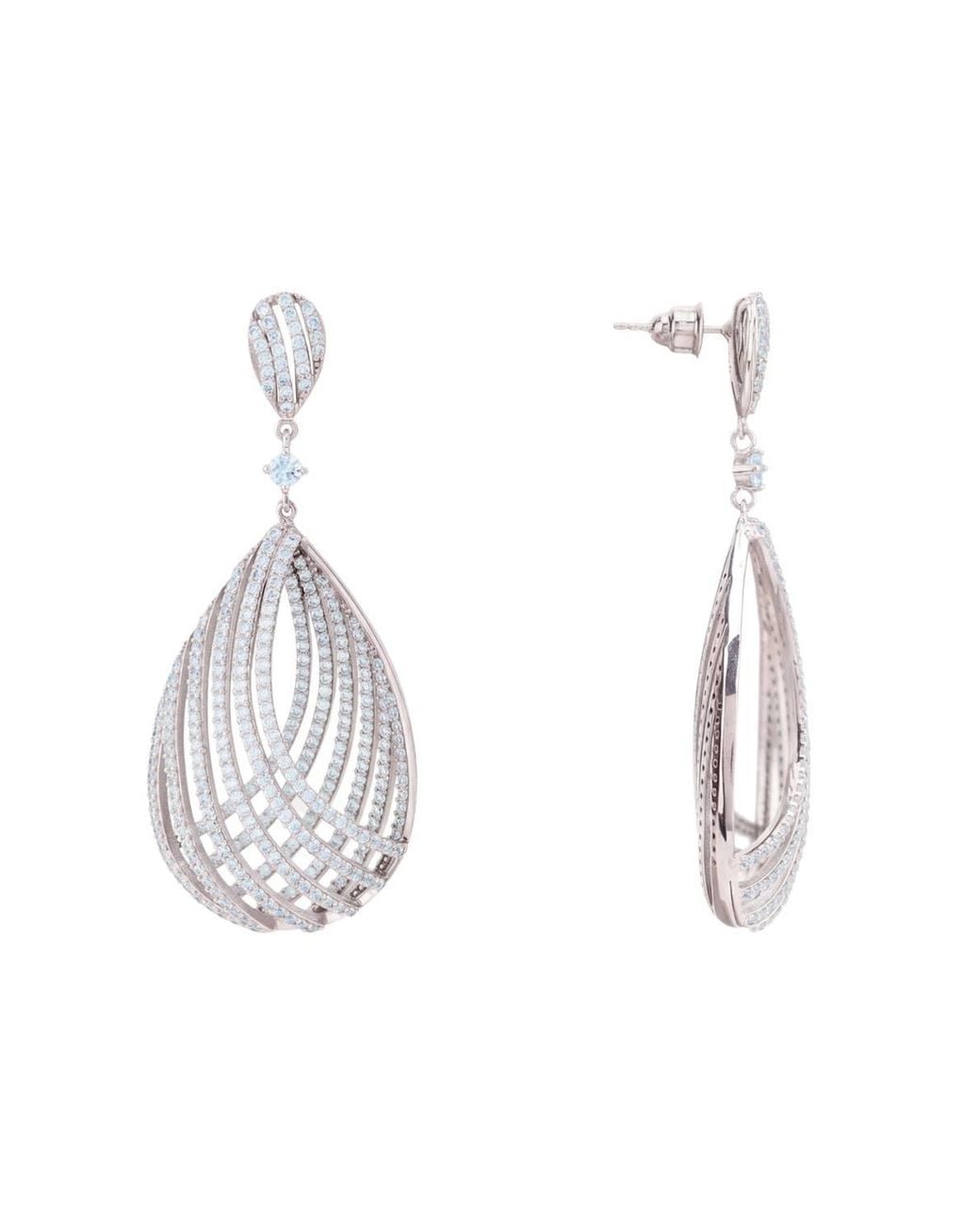 Latelita London White Vortex Teardrop Earrings Light Aquamarine