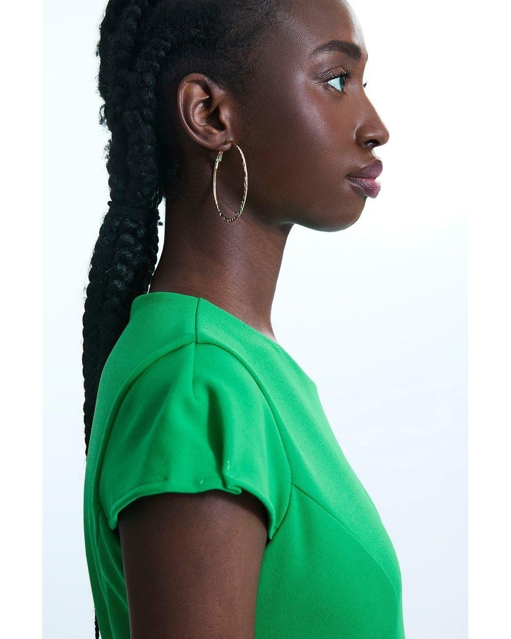 James Lakeland Green Cap Sleeve Button Midi Dress
