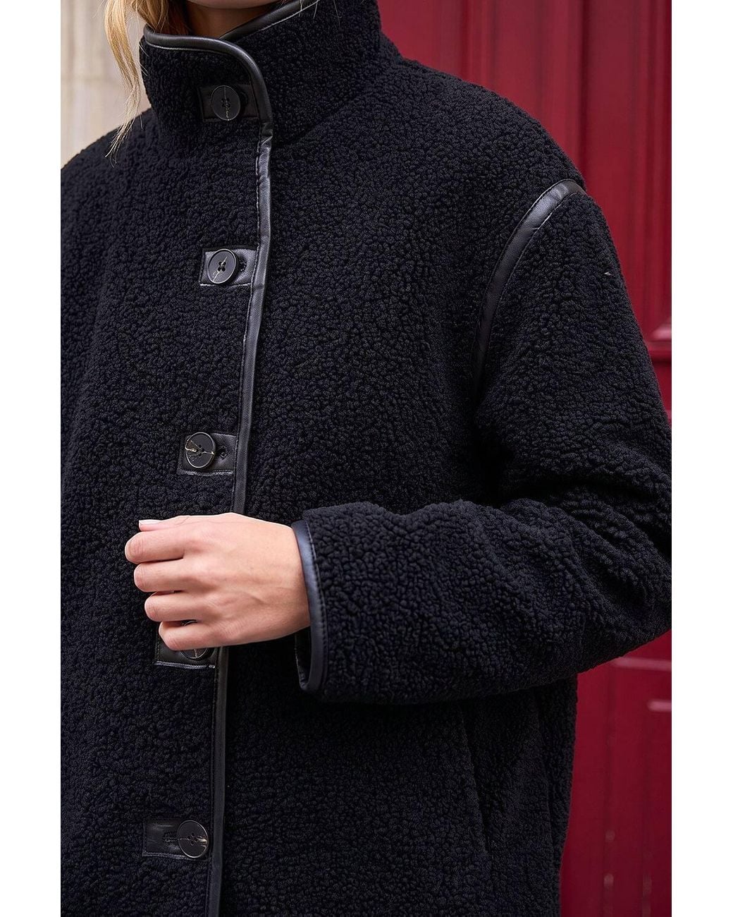 Roman Red Borg Contrast Pipe Coat
