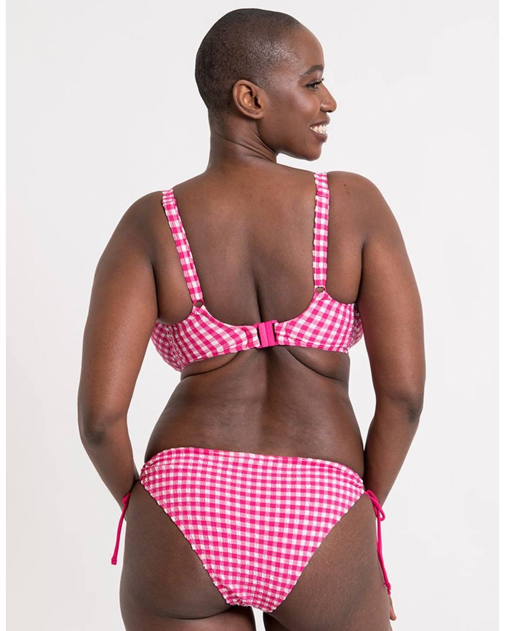 Curvy Kate Pink Holiday Check Scooped Balcony Bikini Top