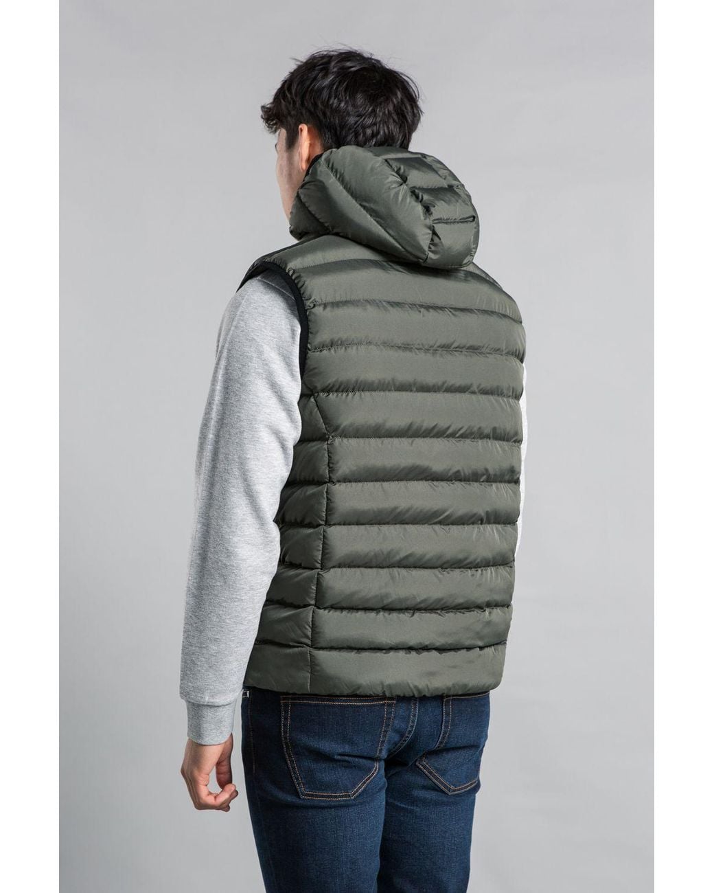 Tokyo Laundry Gray Padded Hooded Gilet With Full Zip for men
