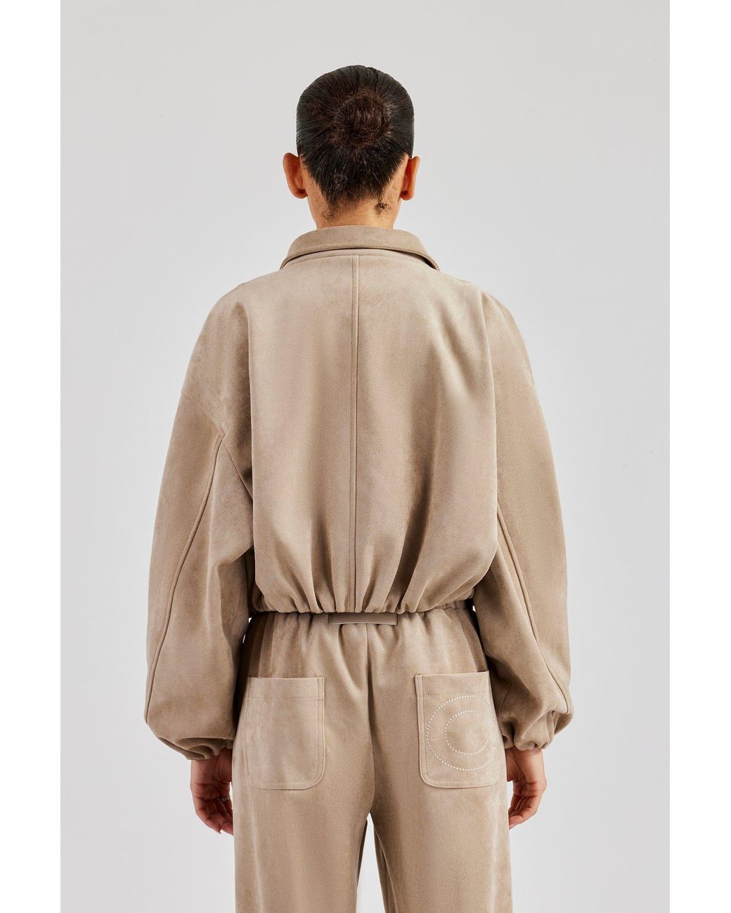 CERNUCCI Natural Suede Collared Bomber Jacket