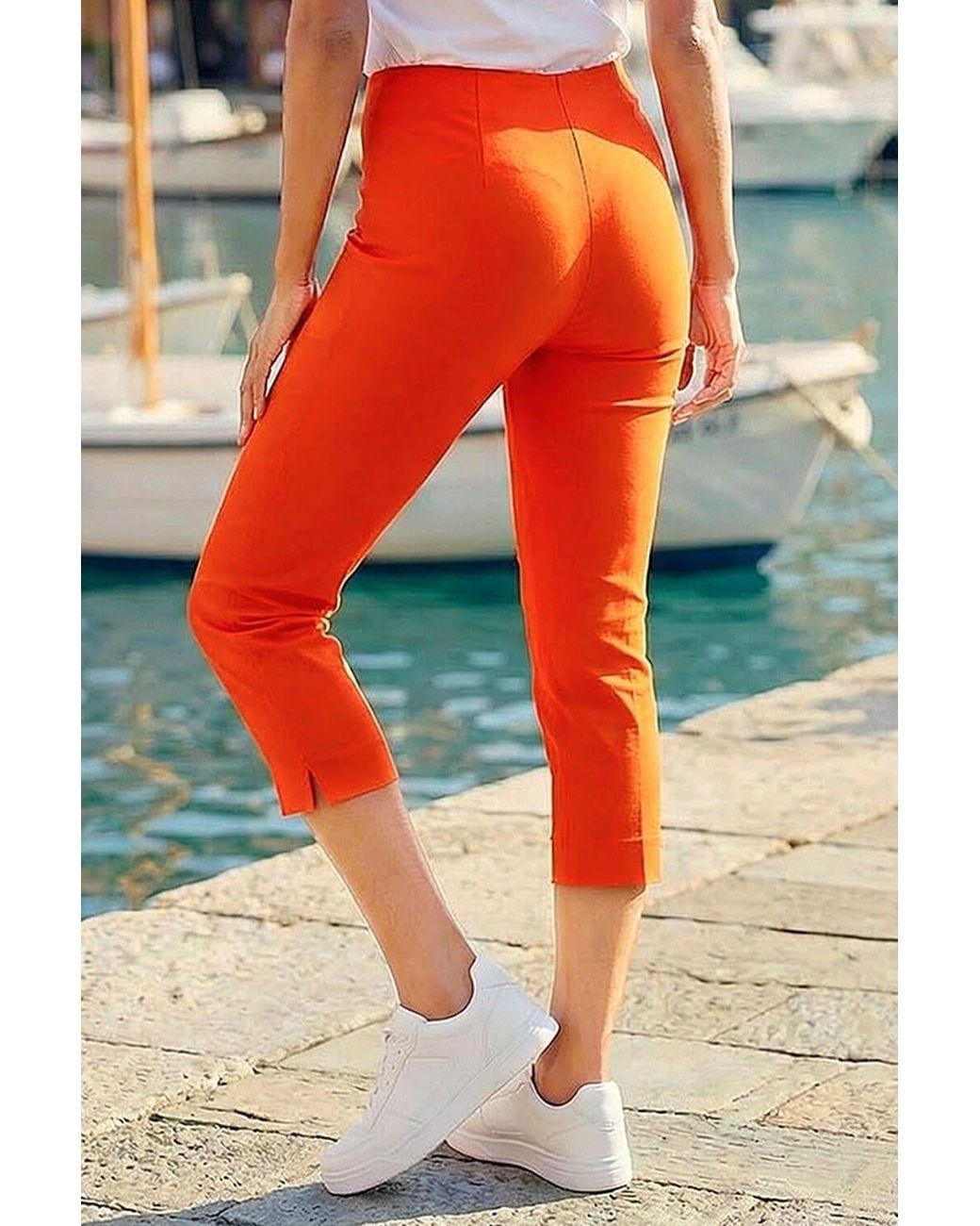Roman Red Cropped Stretch Trouser Capri Summer Leggings 3/4 Pedal Pushers