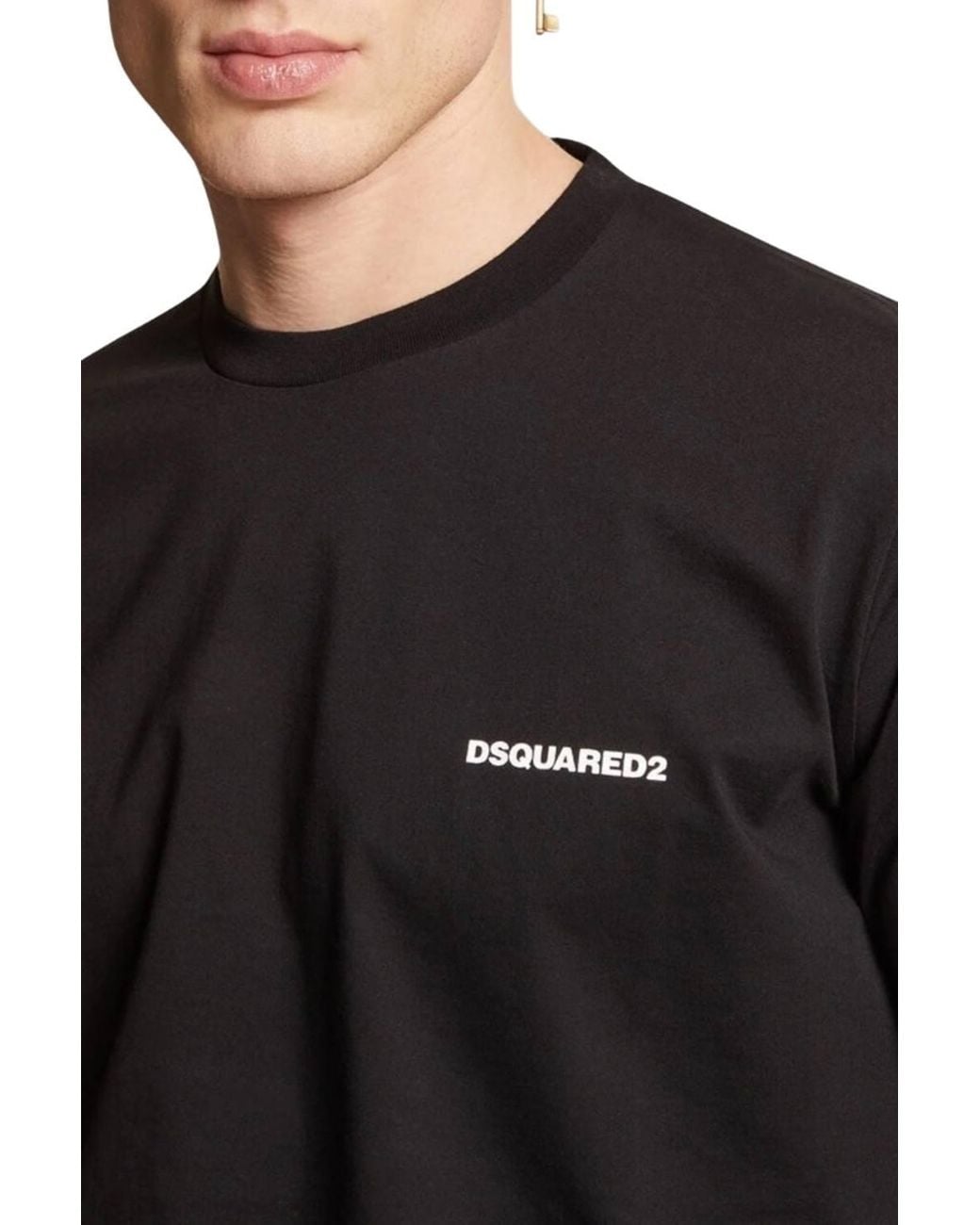DSquared² Black Ceresio Map Short Sleeve Round T-Shirt for men