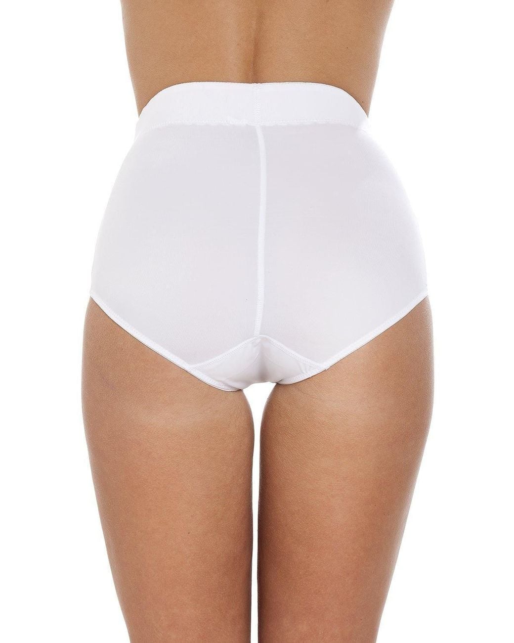 CAMILLE White Two Pack High Waisted Mesh Support Panel Control Briefs
