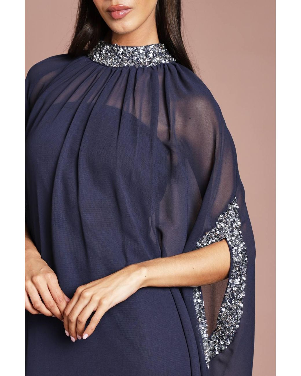 Coast Blue Muse Chiffon Cape Maxi Dress