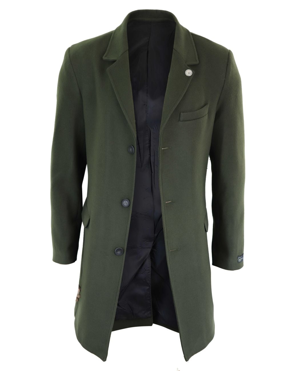 TruClothing Green 3/4 Long Wool Overcoat Peaky Blinders for men