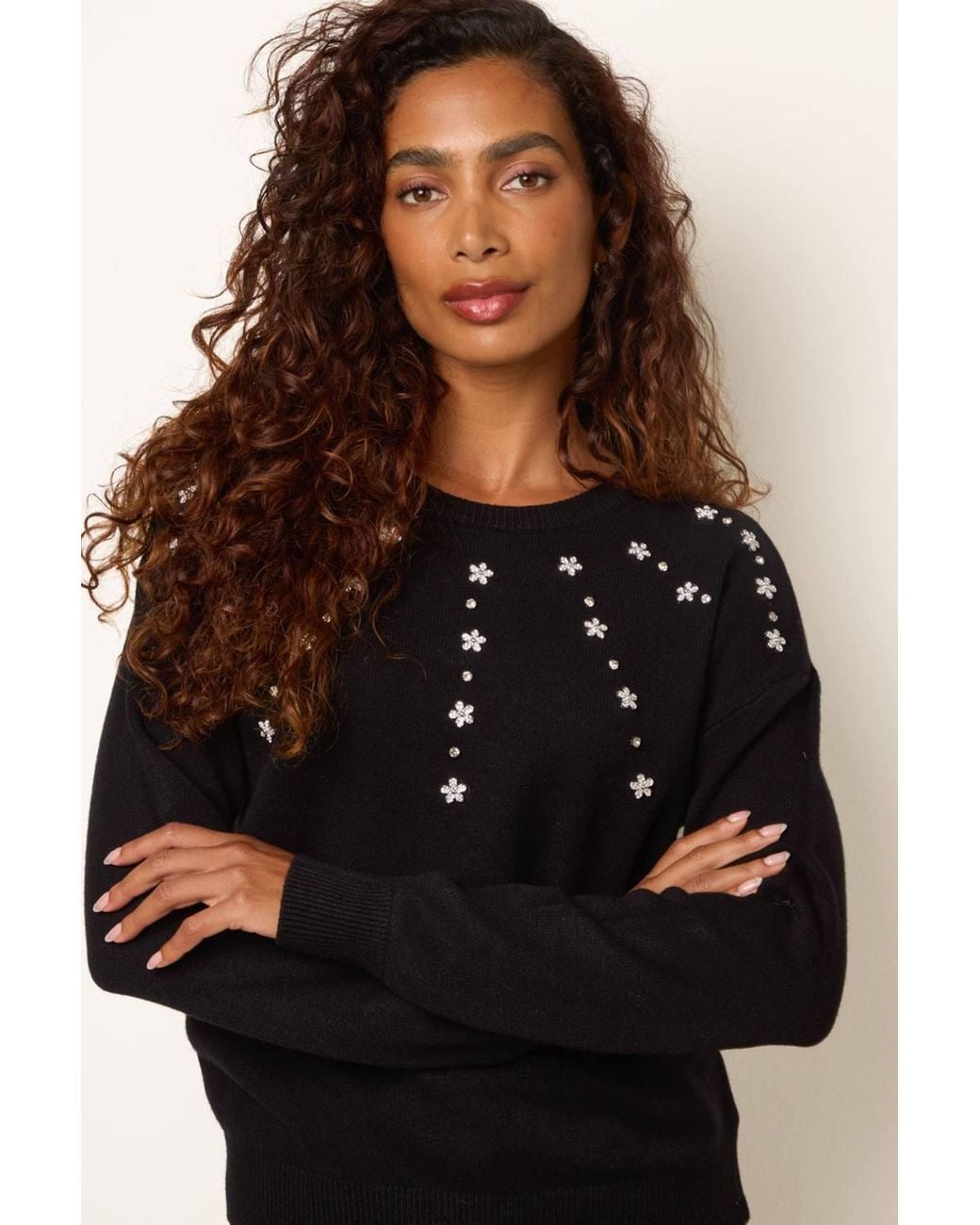 Blue Vanilla Black Long Sleeve Round Neck Jumper