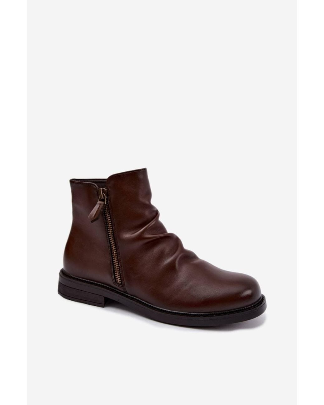 Love Lace Brown Winter Warm Lined Faux Leather Ankle Boots