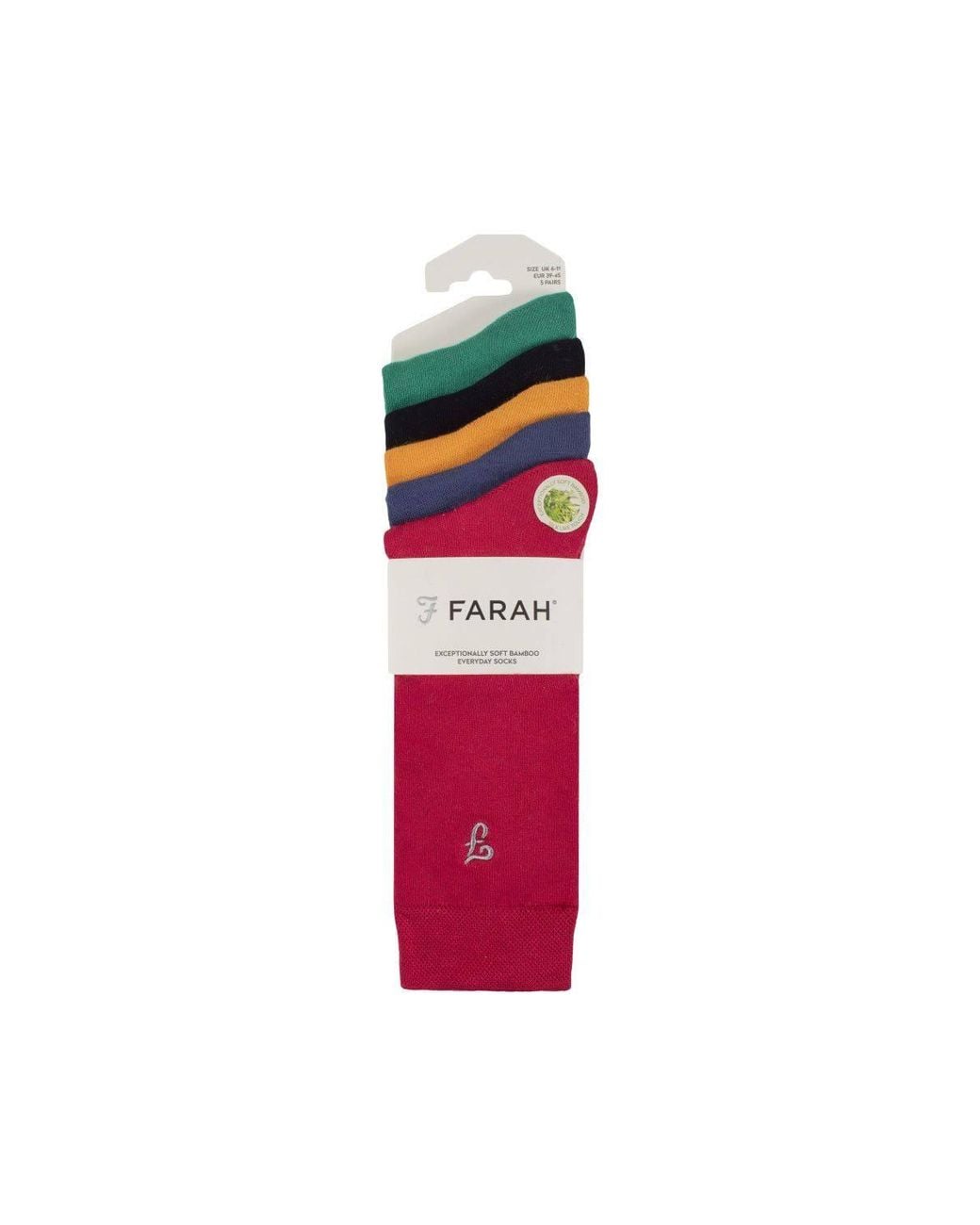 Farah Red 5 Pack Bamboo Soft Breathable Socks for men