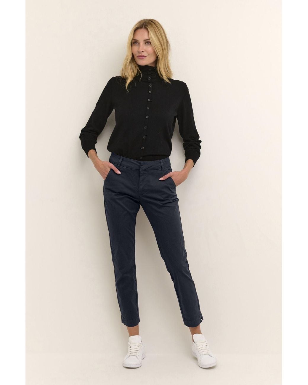 Kaffe Blue Mette Cropped Leg Suit Trousers
