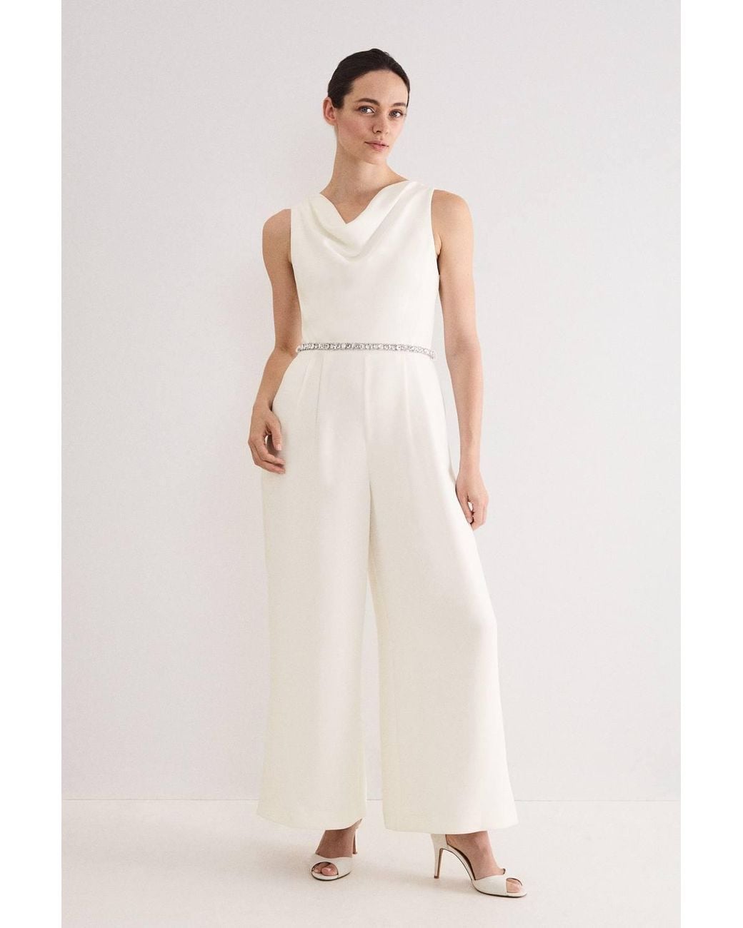 Phase Eight Natural Rubiana Jeweled Wide-Leg Jumpsuit