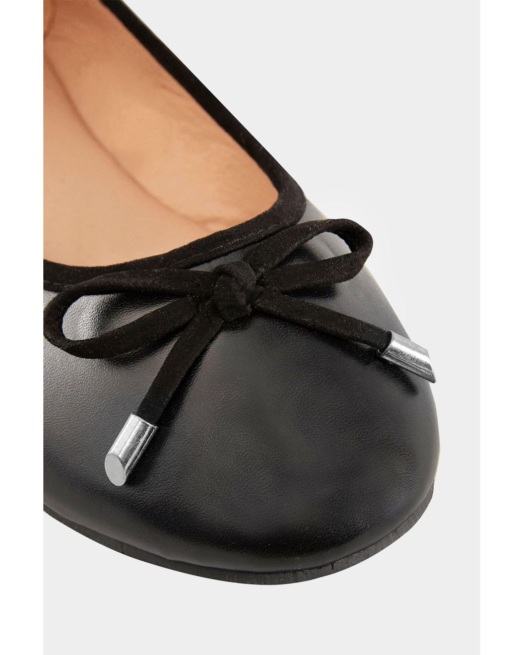 Yours Black Extra Wide Fit Ballerina Pumps With Bow Detail