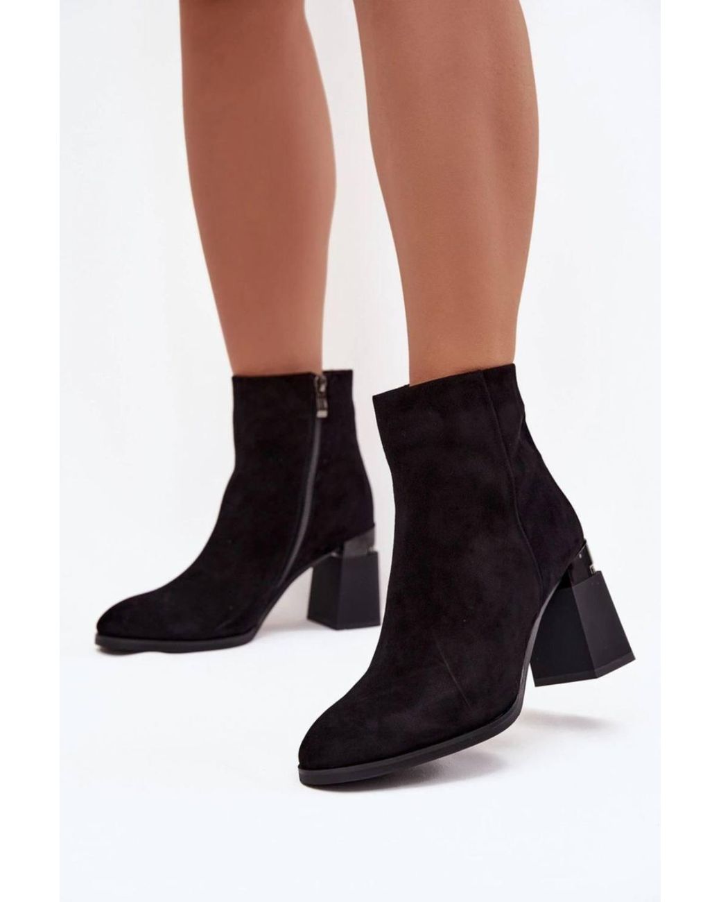 Love Lace Black Autumn Round Toe Warm Lined Heeled Boots
