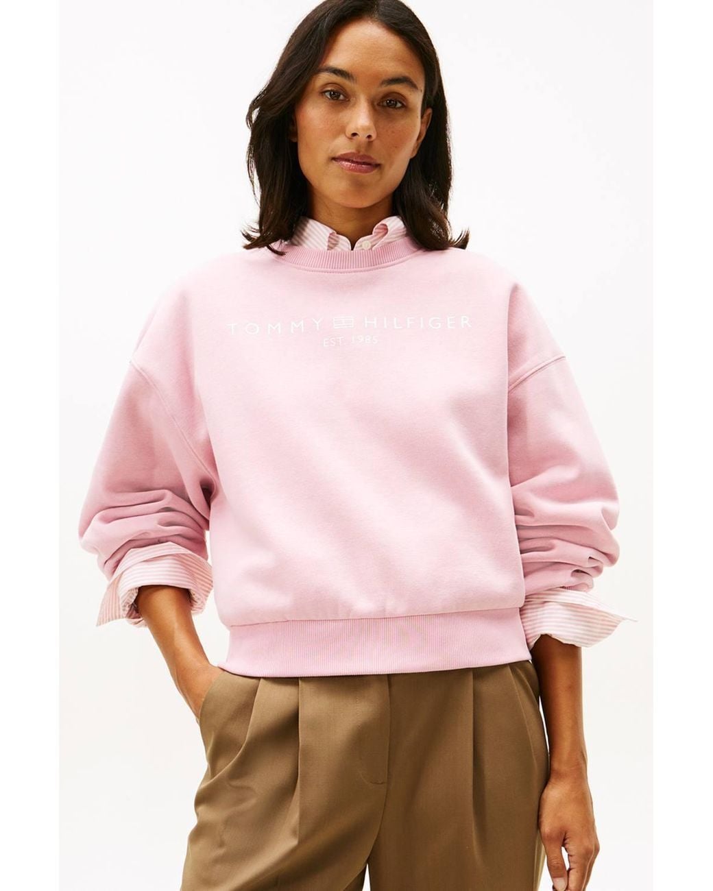 Tommy Hilfiger Pink Corp Logo Modern Sweatshirt