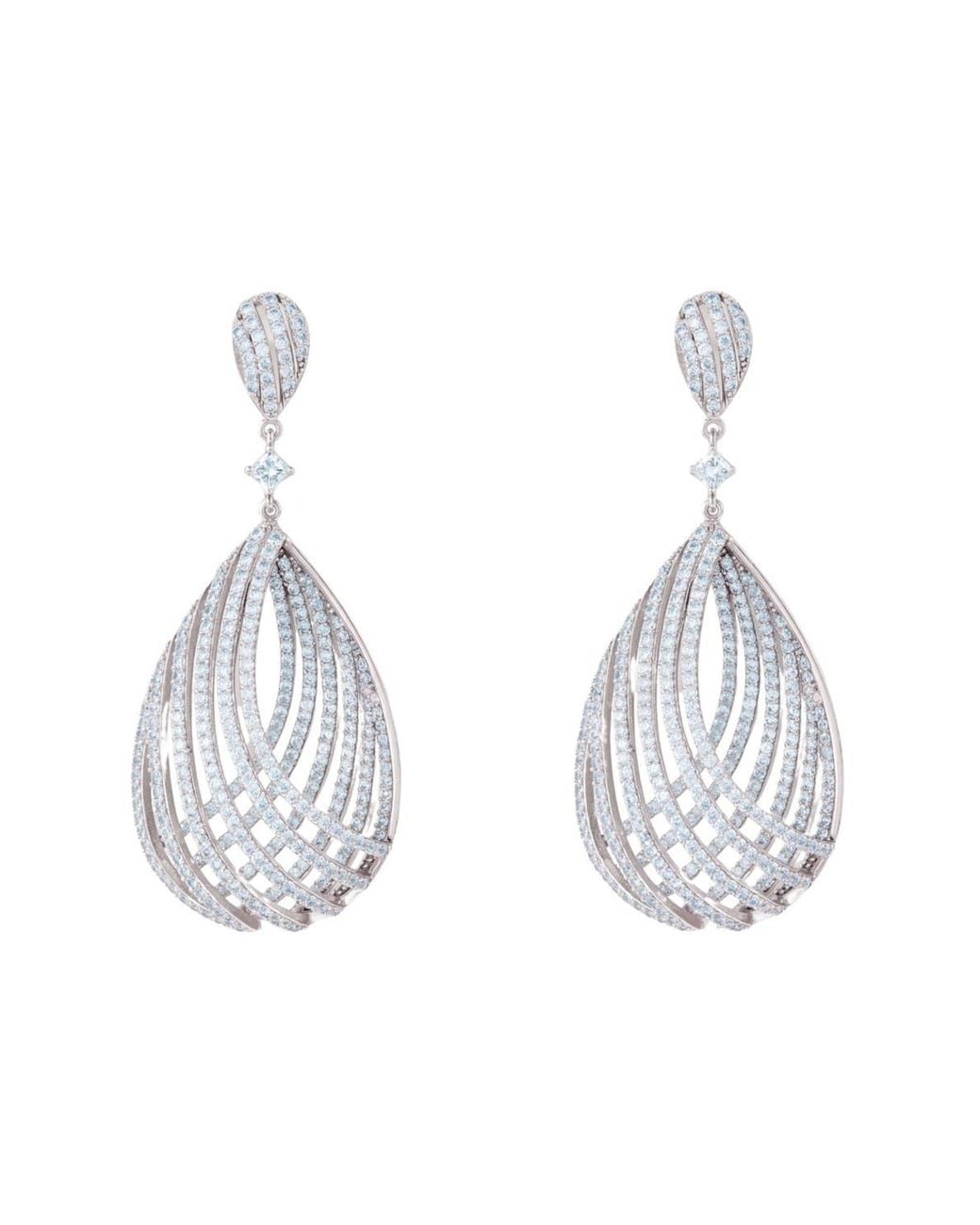 Latelita London White Vortex Teardrop Earrings Light Aquamarine