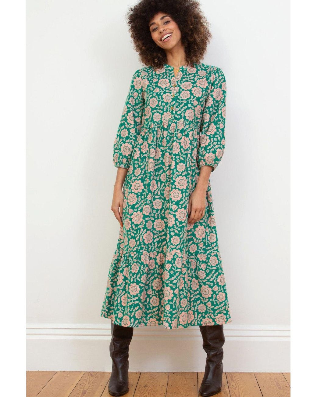 Kite Green Bockhampton 3/4 Sleeve Cord Dress
